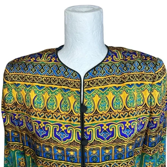 Vintage Adrianna Papell Silk Top 6 Evening Party Hoilday Vibrant Okd Money - Picture 6 of 10